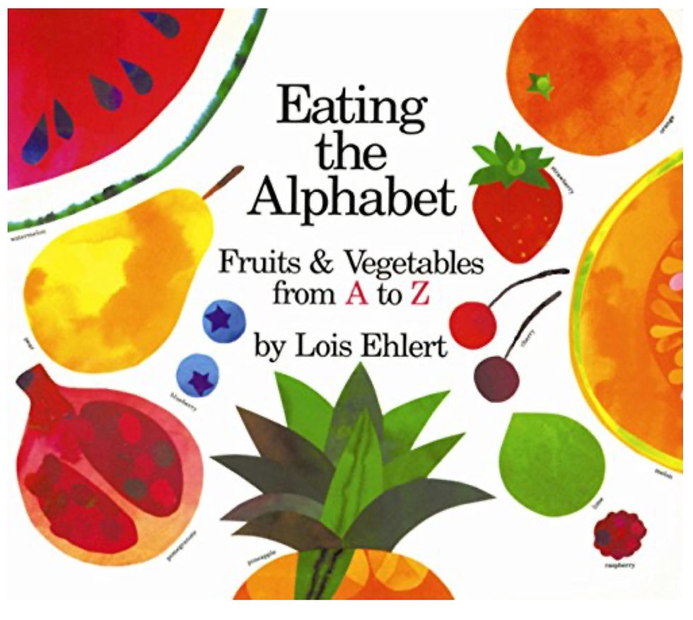 Picture book Eating the Alphabet by Lois Ehlert cover with fruits and vegetables