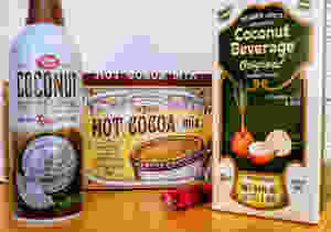 coconut-whipped-topping-Trader-Joe's-hot-cocoa-mix-raspberry-chocolate-bar-and-Coconut-beverage