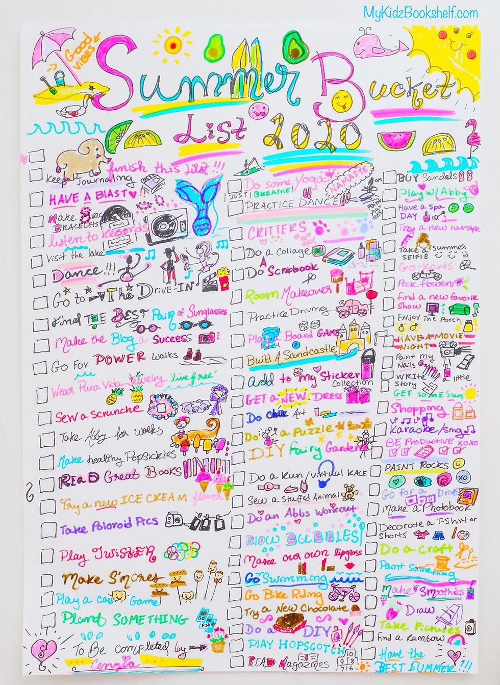 Summer Bucket List DIY fun for kids summer Vacation Free Printable