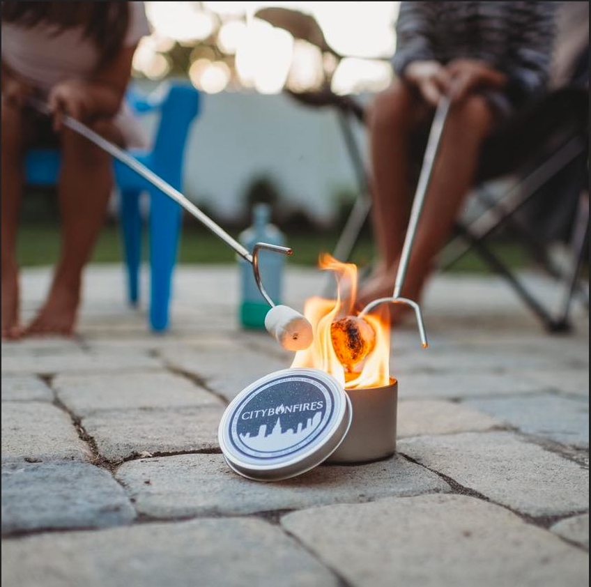 city bonfires mini fire pit with marshmallow