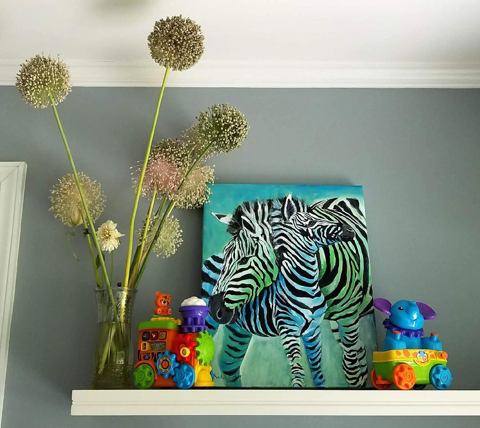 Thumbnail: "Zebra Mama" 20x16" Original Acrylic Painting