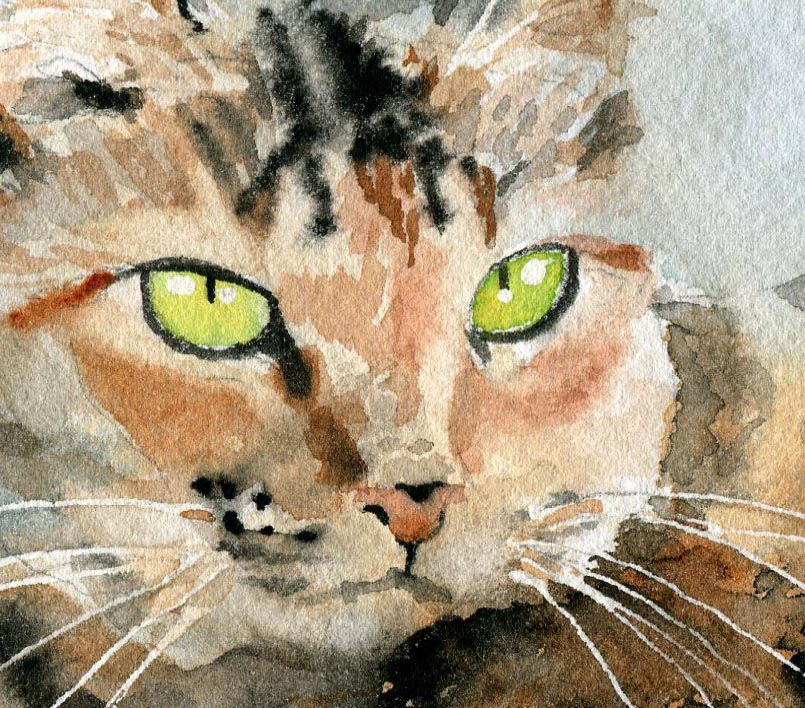 Thumbnail: "Stripes on Stripes" 8 x 10" Original Watercolor