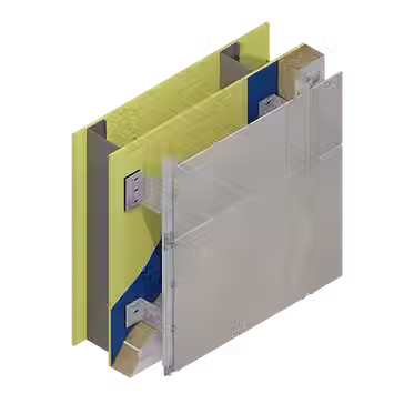 The cladding panels are fastening with special clips.