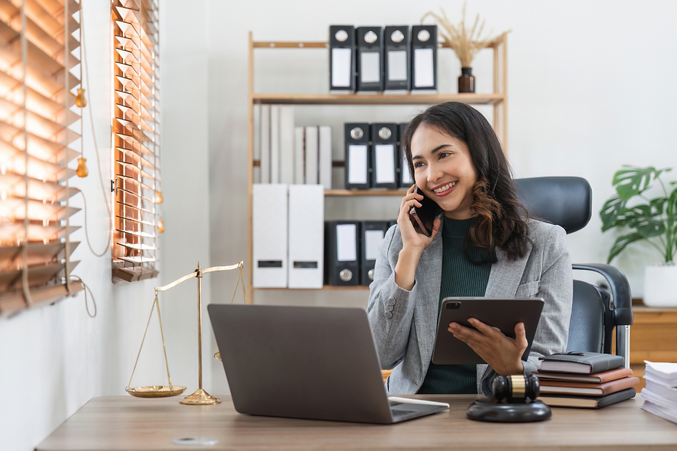 Lawyer using technology that is connected