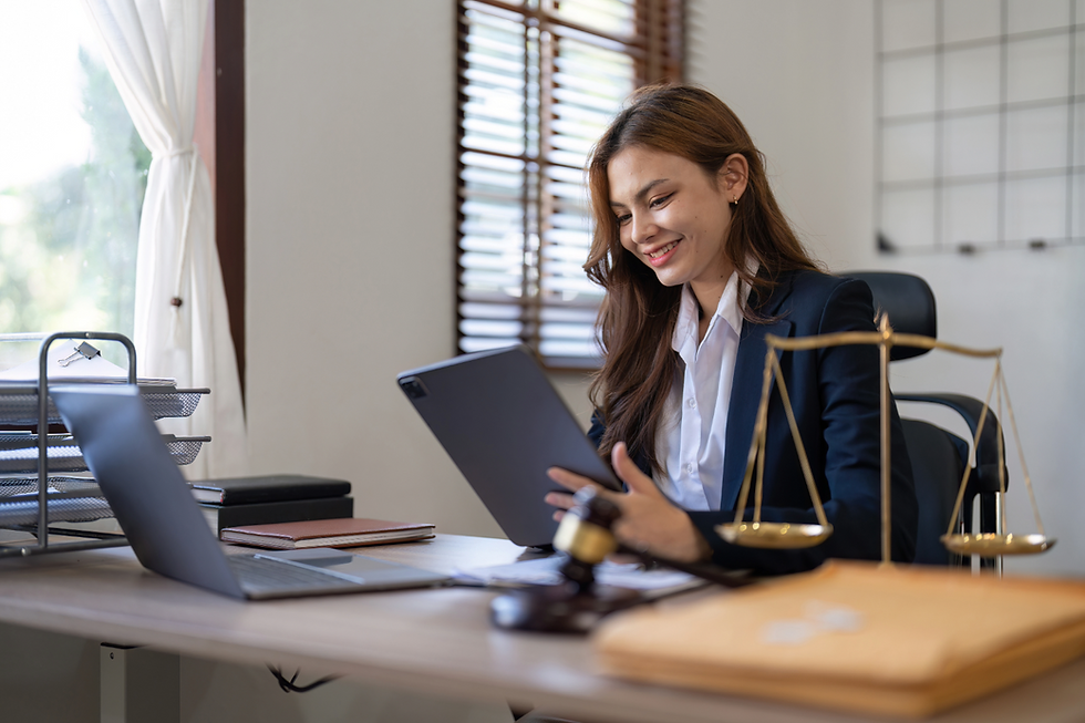 Happy Lawyer using technology that an efficient MSP setup