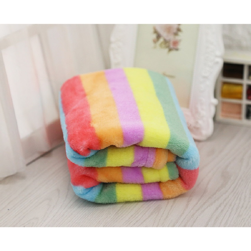 Thumbnail: D59 Colorful Pet dogs cats Rainbow Fleece bed blanket Cute Super Warm Puppy dog