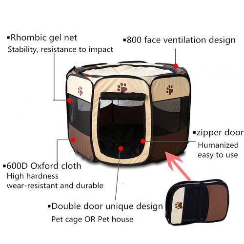 Thumbnail: Portable Folding Pet Tent Dog House Cage Dog Cat Tent Playpen Puppy Kennel Easy