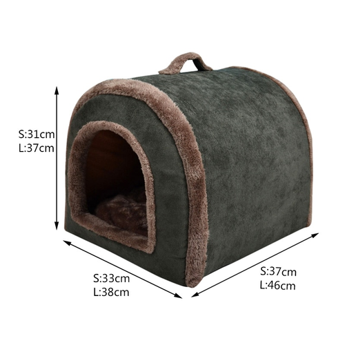 Thumbnail: New Brand Corduroy Pet Bed Indoor Home Cat Dog House Cave Comfy Kitten Puppy