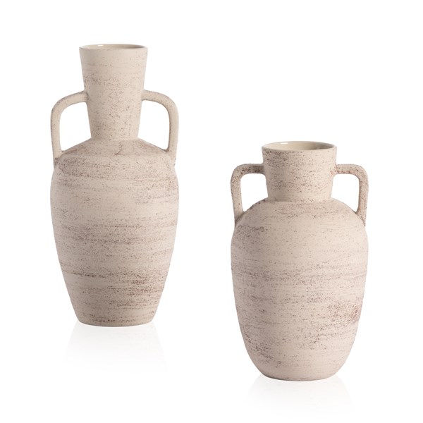PIMA VASES, SET OF 2 - DISTRESSED CREAM