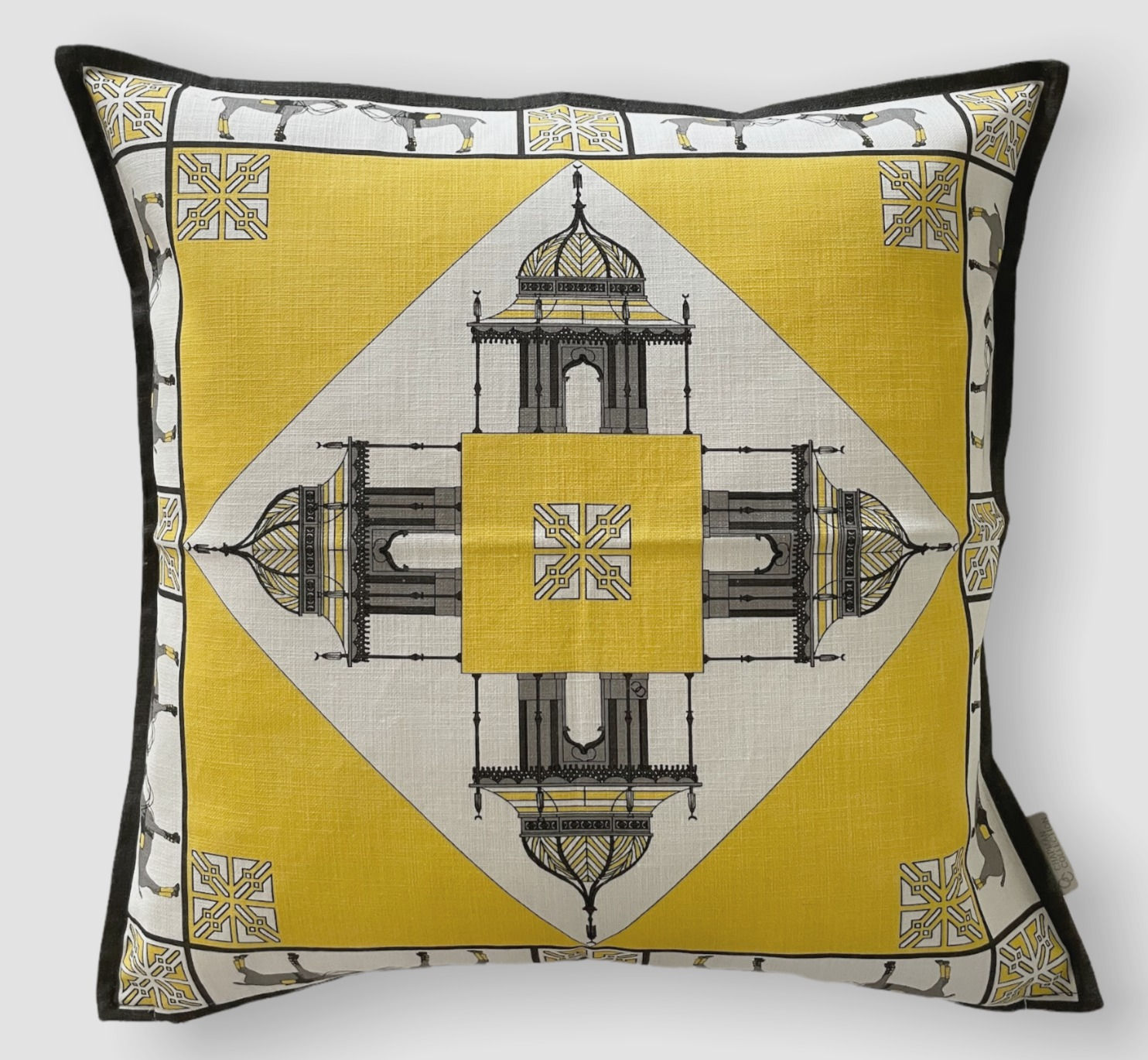 POLO PONIES AND PAVILIONS 20" Square - Yellow