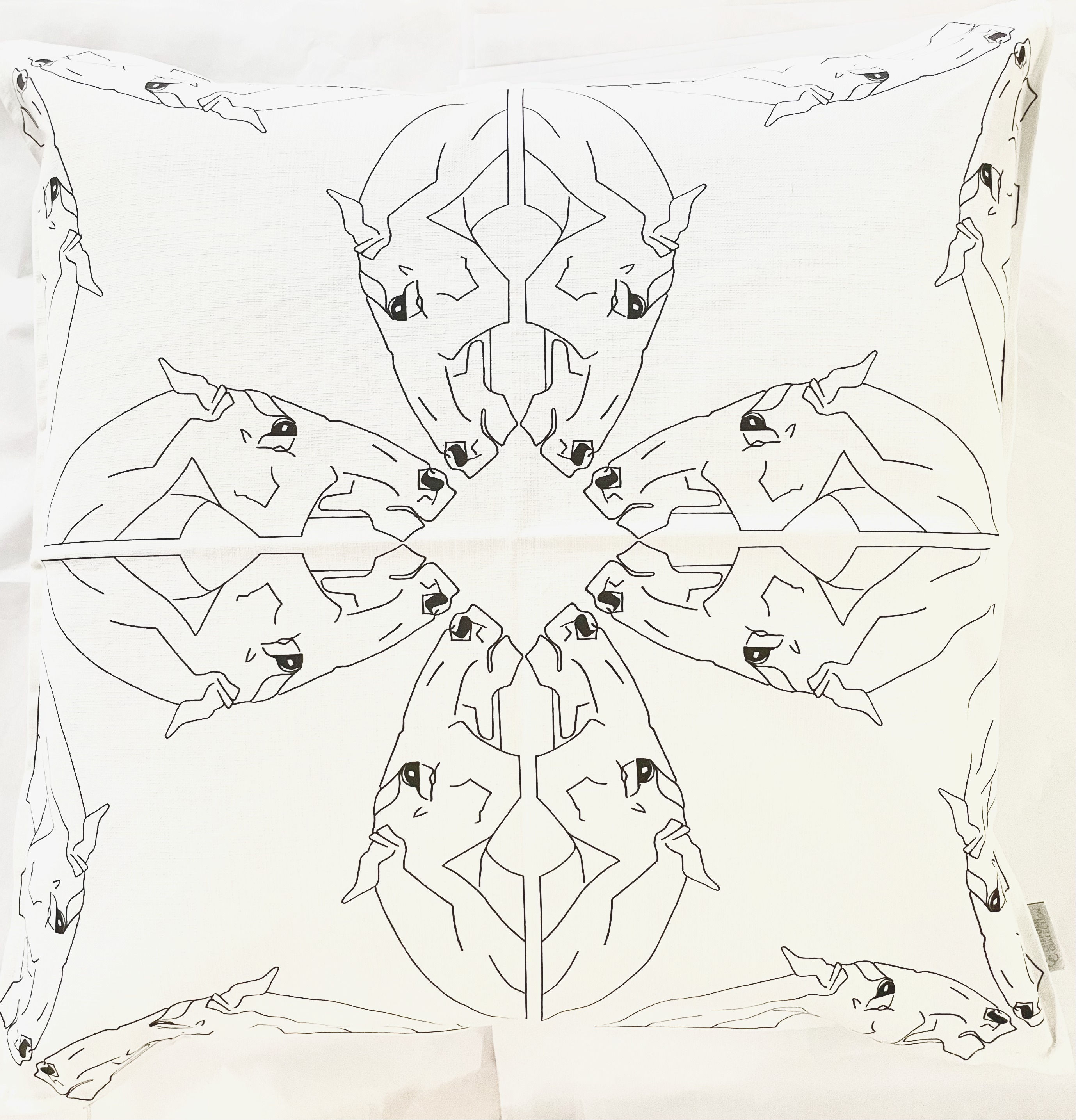 HORSE HEAD 26" Square - Off White