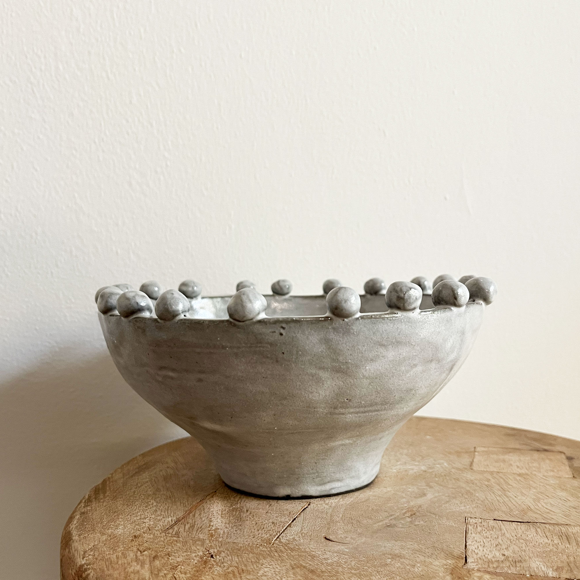 Beaded Top Bowl - Grey