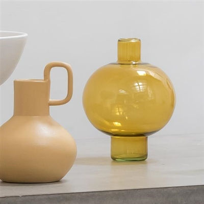 Thumbnail: AMBER GREEN RECYCLED GLASS VASE