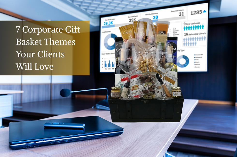 An elegant gift basket on a conference desk