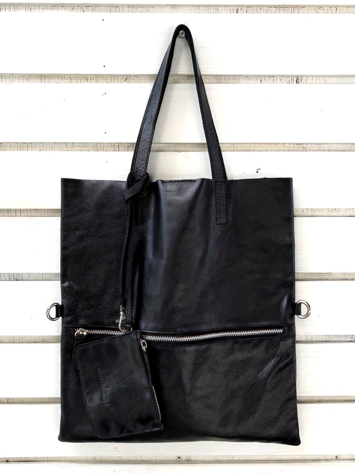 ジップフラットトートバッグ（カードホルダー付）ブラック