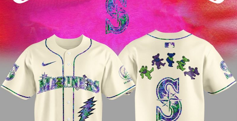 Seattle Mariners Grateful Dead Night Cream Baseball Jersey