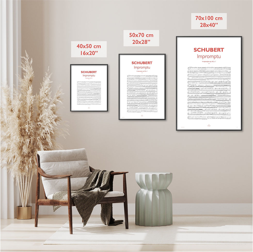 Miniatura: Schubert impromptu op. 90 n. 1 piano sheet music framed poster sizes gift idea spartito idea regalo