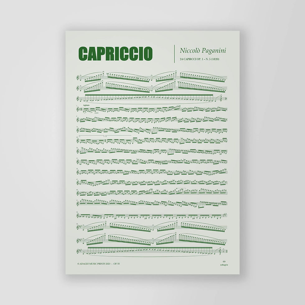 Miniatura: Paganini capriccio n. 5 violin sheet music framed poster sizes gift idea spartito idea regalo