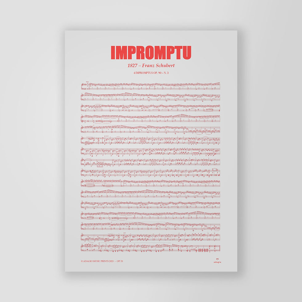 Miniatura: Schubert impromptu op. 90 n. 2 piano sheet music framed poster sizes gift idea spartito idea regalo