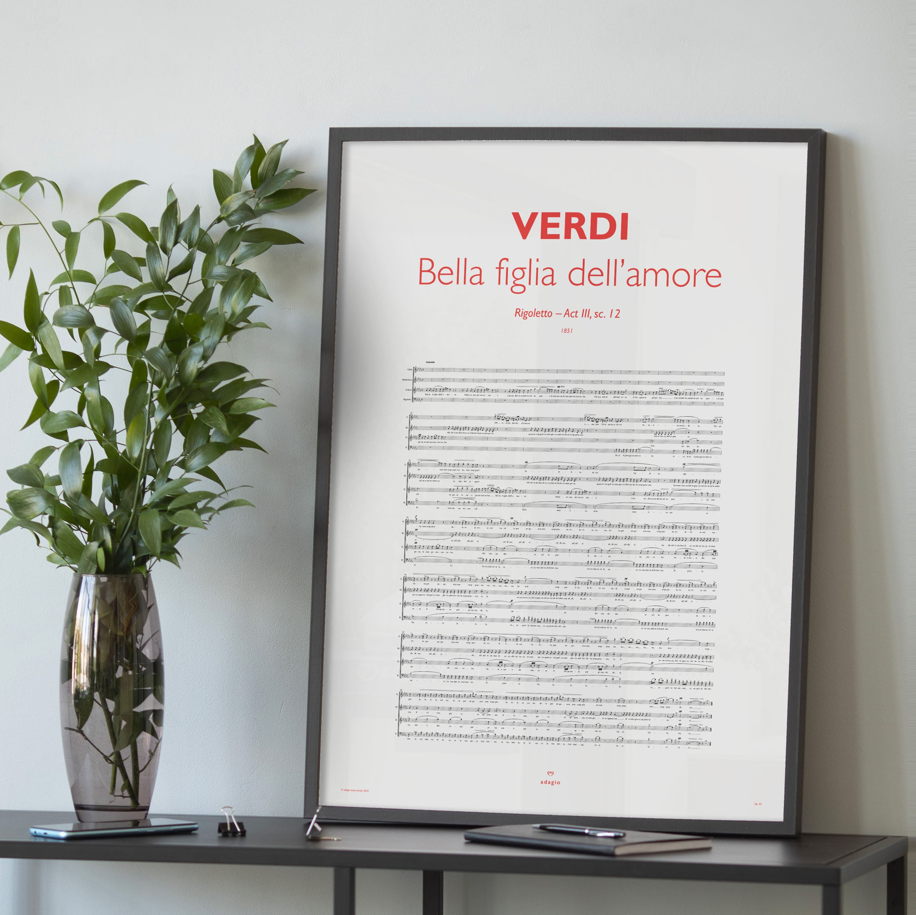 Verdi Rigoletto Bella figlia dell'amore opera quartet sheet music framed poster sizes gift idea spartito idea regalo