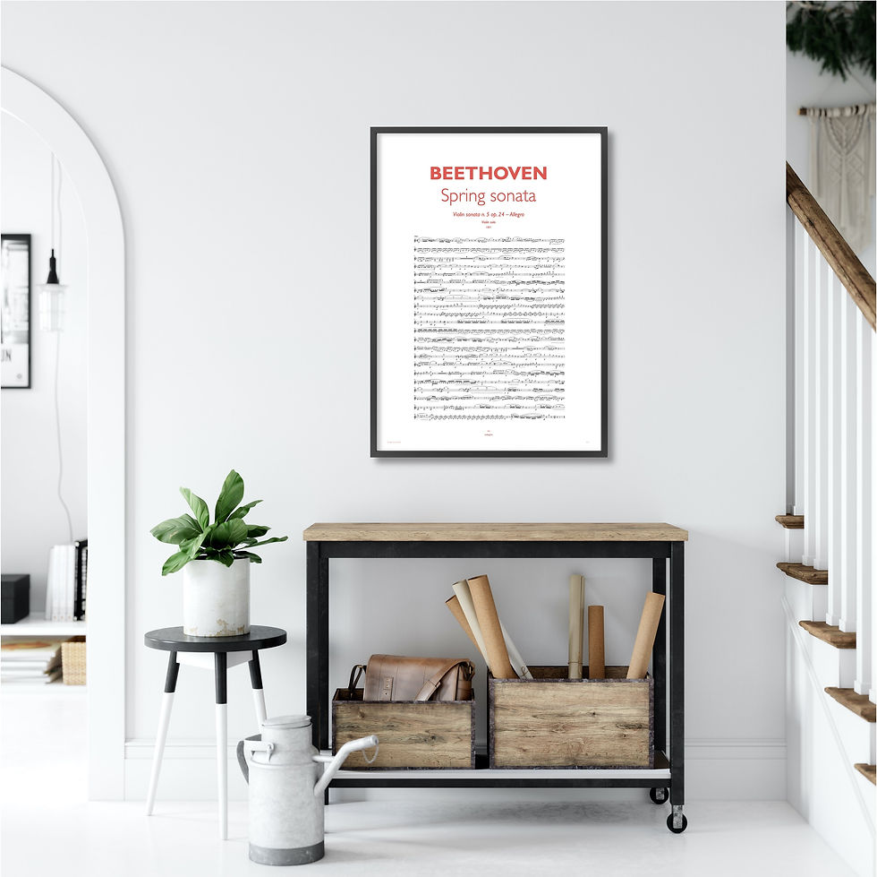 Beethoven spring sonata violin sheet music framed poster sizes gift idea spartito idea regalo