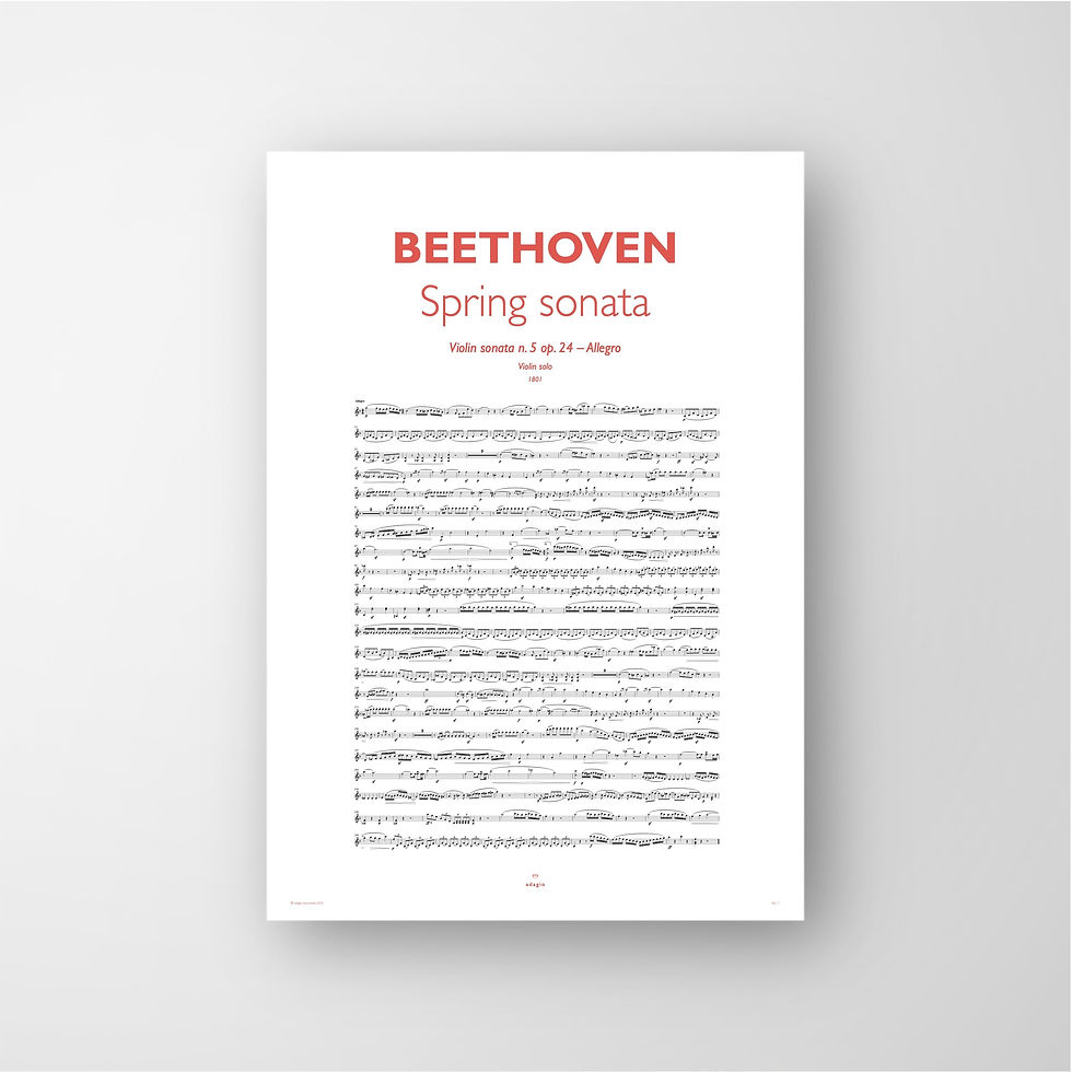 Beethoven spring sonata violin sheet music framed poster sizes gift idea spartito idea regalo