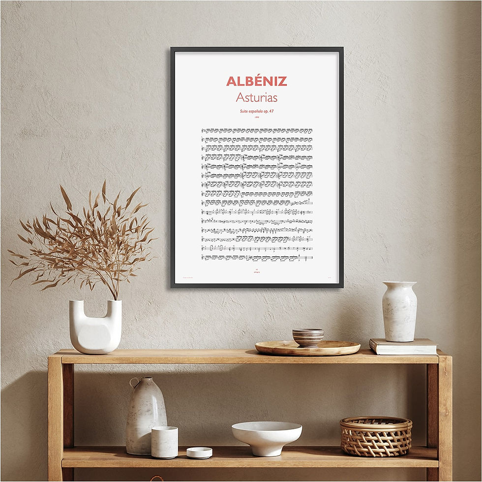 Albeniz suite espanola asturias guitar sheet music framed poster sizes gift idea spartito idea regalo