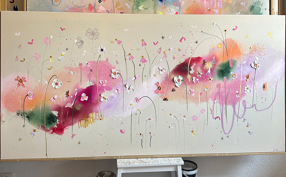 Miniaturbild: Acryl auf Leinwand „Sommerglück zwischen Sonnenhutblüten“