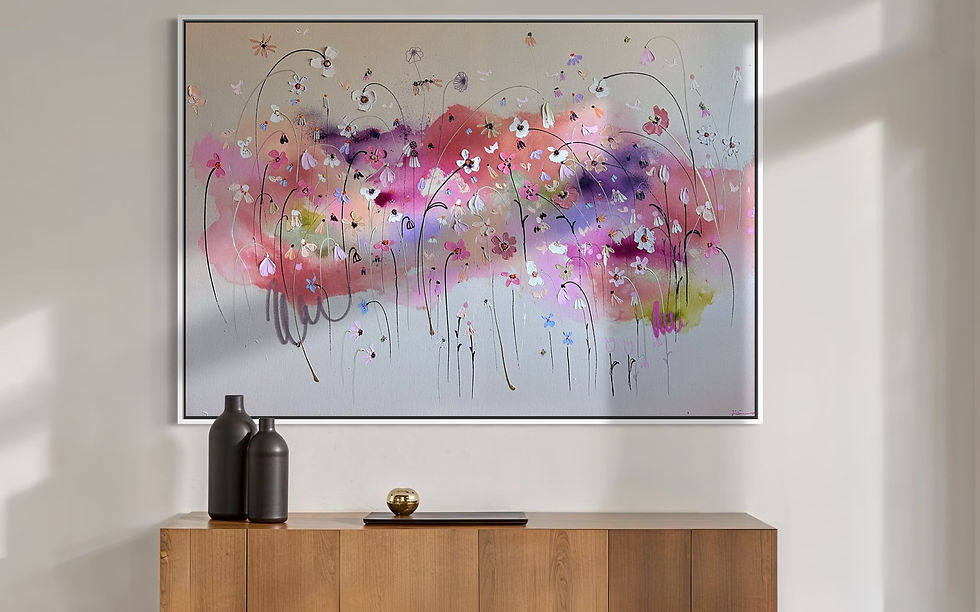 Miniaturbild: Acryl auf Leinwand „Wenn Blüten Geschichten erzählen“