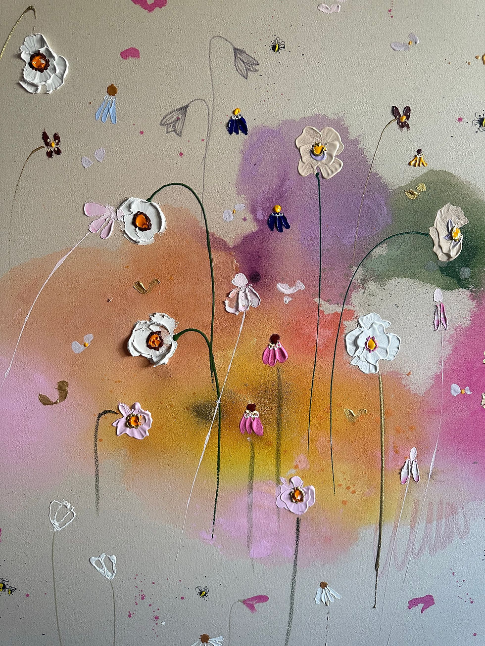 Miniaturbild: Acryl auf Leinwand „Glück zwischen Licht und Blütenstaub“