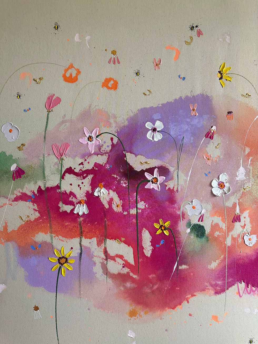 Miniaturbild: Acryl auf Leinwand „Sonnenblumen im Sommerfeld“