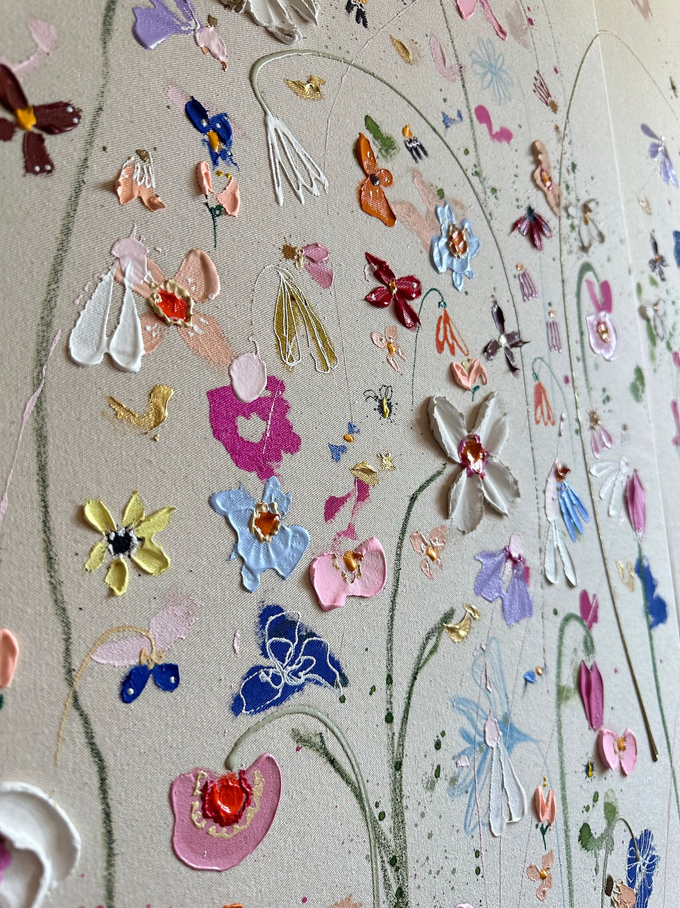 Miniaturbild: Acryl auf Leinwand „Sanfte Wildblumen-Symphonie“
