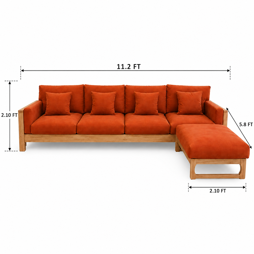 Thumbnail: Aurora Luxe Wooden Chaise  L-Shaped Sofa set