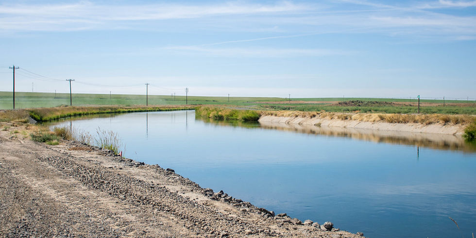 Irrigation canal reflecting sky