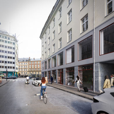 Butik til leje synligt fra Værnedamsvej og Vesterbrogade