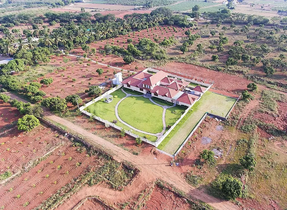 Aerial view of farmhouse architecture in Harur Tamil Nadu