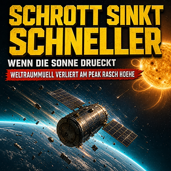 Wissenschaftswelle-Cover: Trümmerteile und ein alter Satellit sinken im aktiven Sonnenmaximum durch den dichten oberen Rand der Erdatmosphäre