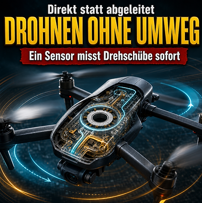 Wer eine Drohne stabil halten will, misst heute meist Winkelgeschwindigkeit und leitet daraus die Winkelbeschleunigung ab. Genau das wird aber in schnellen Manövern zum Problem: Ableiten verstärkt Rauschen, erzeugt Phasenverzug und macht ausgerechnet jene Größe unzuverlässig, die Flugregler bei abrupten Drehschüben früh kennen müssten. Die am 4. Juni 2026 in Microsystems & Nanoengineering veröffentlichte Studie schlägt deshalb einen direkteren Weg vor. Das Team baut einen MEMS-basierten elektrochemischen Winkelbeschleunigungssensor mit Glass-on-Silicon-Gehäuse, einer plattenförmigen Elektrodenstruktur und Frequenzkompensation. Der Prototyp erreicht laut Paper 4,5 V pro rad/s² Sensitivität, einen Geräuschboden von 3,12 × 10⁻⁶ (rad/s²)/√Hz bei 1 Hz und nach Kompensation einen nutzbaren Frequenzbereich bis 10 Hz. Entscheidend ist aber nicht nur die Sensorcharakteristik, sondern der Systemtest: In einer geschlossenen INDI-Regelschleife lieferte die direkte Messung schnellere Reaktionen und geringere Trackingfehler als aus Gyrodaten abgeleitete Winkelbeschleunigung. Beim Schweben sank zudem der RMSE der Yaw-Winkelgeschwindigkeit von 5,4666 auf 4,4337 Grad pro Sekunde. Das ist kein Beweis für ein fertiges Serienmodul. Aber es ist ein starker Hinweis darauf, dass manche UAV-Probleme nicht zuerst mehr Rechenleistung, sondern eine bessere Primärmessung brauchen.