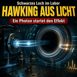 Wissenschaftswelle-Cover mit einem hellen Lichtpuls in einer optischen Faser, die in einen dunklen, horizonartigen Wirbel läuft, während rechts zwei kleine Lichtblitze als erzeugtes Partnerpaar erscheinen.