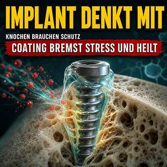 Wissenschaftswelle-Cover: Eine Magnesiumschraube in porösem Knochen ist von einem reaktiven Hydrogel umhüllt, das oxidativen Stress abfängt