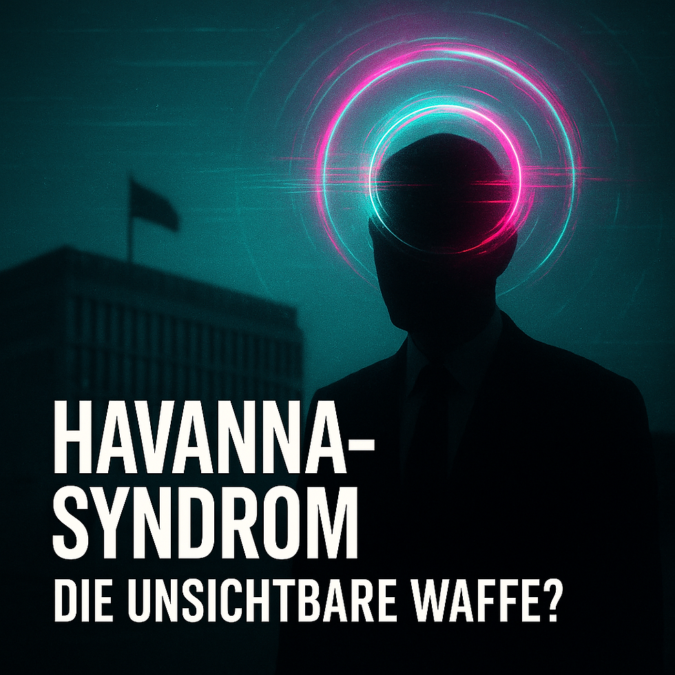 Das Titelbild zeigt die Silhouette einer Botschaft bei Nacht. Feine, kreisförmige Wellen breiten sich von einer unklaren Quelle auf das Gebäude zu aus – eine visuelle Metapher für unsichtbare, gerichtete Energie. Dezente Lichtreflexe und verschwommene Konturen vermitteln Ambiguität und Anspannung.