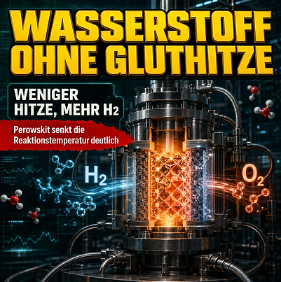 Ein Perowskit-Katalysator senkt die Temperaturen für thermochemische Wasserstoffproduktion deutlich. Das ist interessant für industrielle Abwärme, bleibt aber ein Laborbefund mit offenem Skalierungsweg.