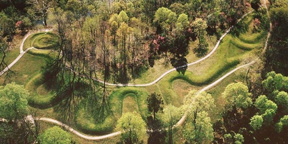 Aerial view of Serpent Mound in Ohio