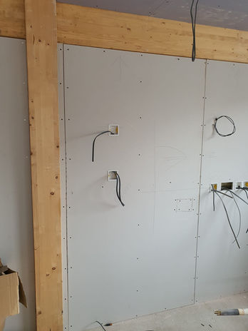 Close-up of electrical wiring installation by a professional electrician.