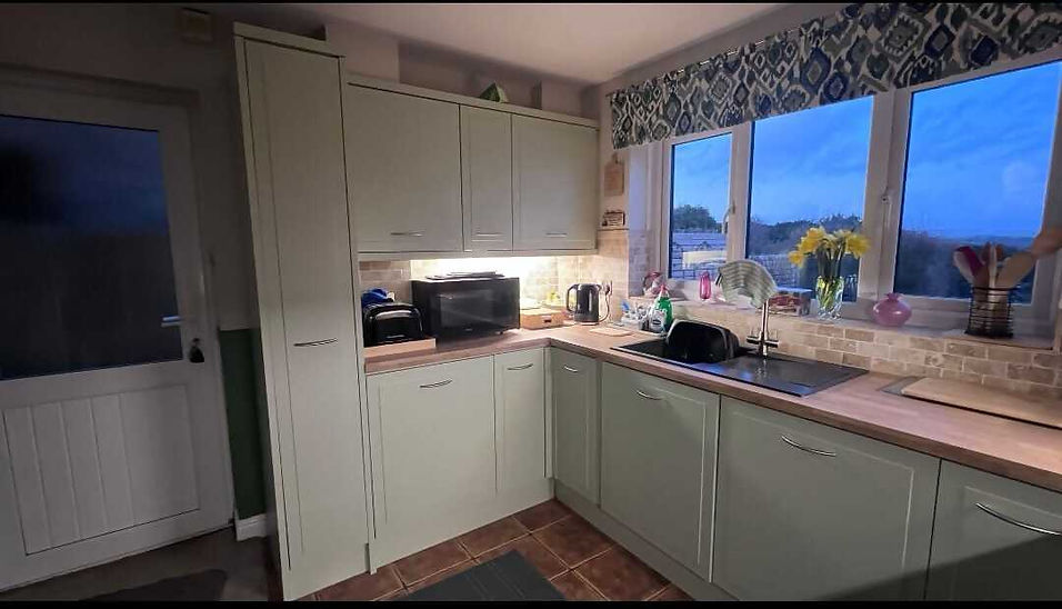 Sage green kitchen transformation, new kitchen respray