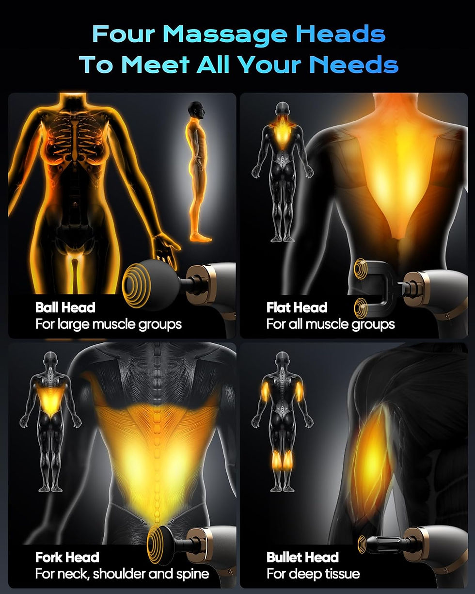 Thumbnail: Massage Gun Deep Tissue with Upgraded Extension Handle, Back Massage Gun for Ath