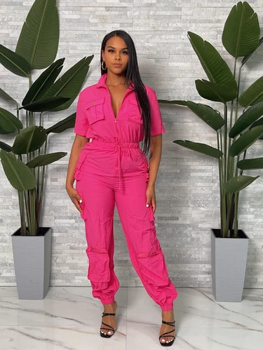 Front zip up Nylon Jumpsuit | iwearChrist