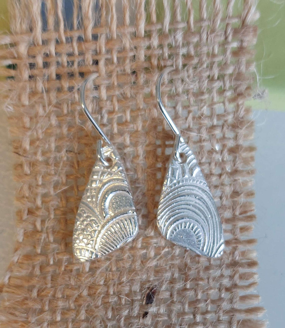 Triangular silver drop earrings