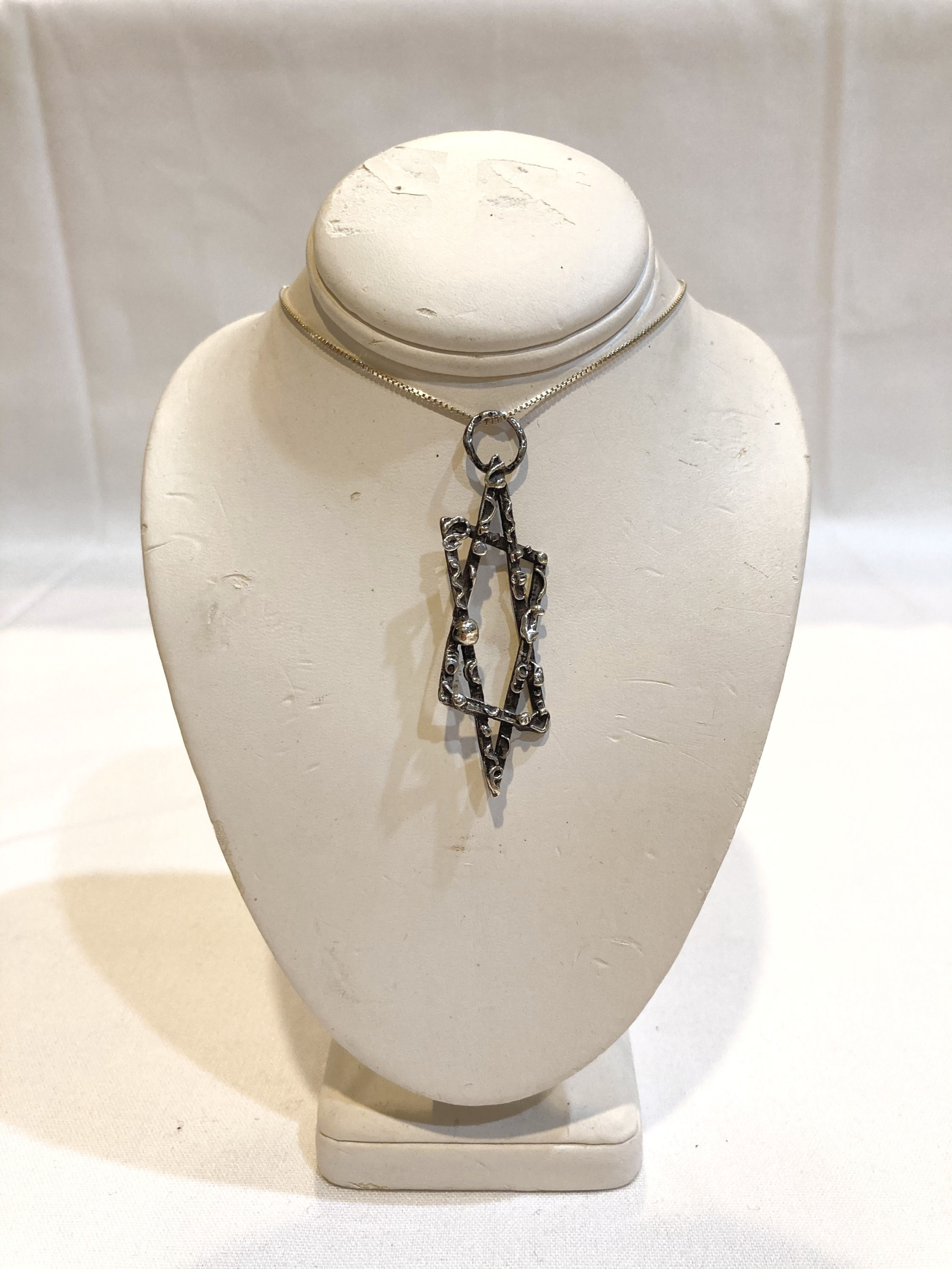 Abstract Metal Star of David Pendant