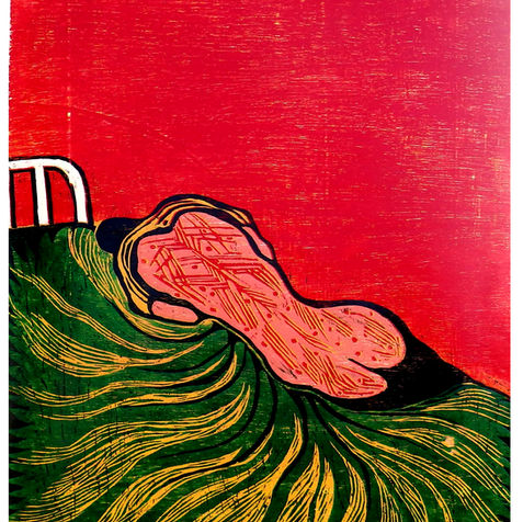 A woman lying on a bed. grieving, sad and wailing. Fighting back. Bengal voices. diaspora
